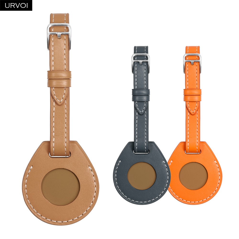 URVOI Leather Luggage Tag for  - Airtag Holder Case recension och pris