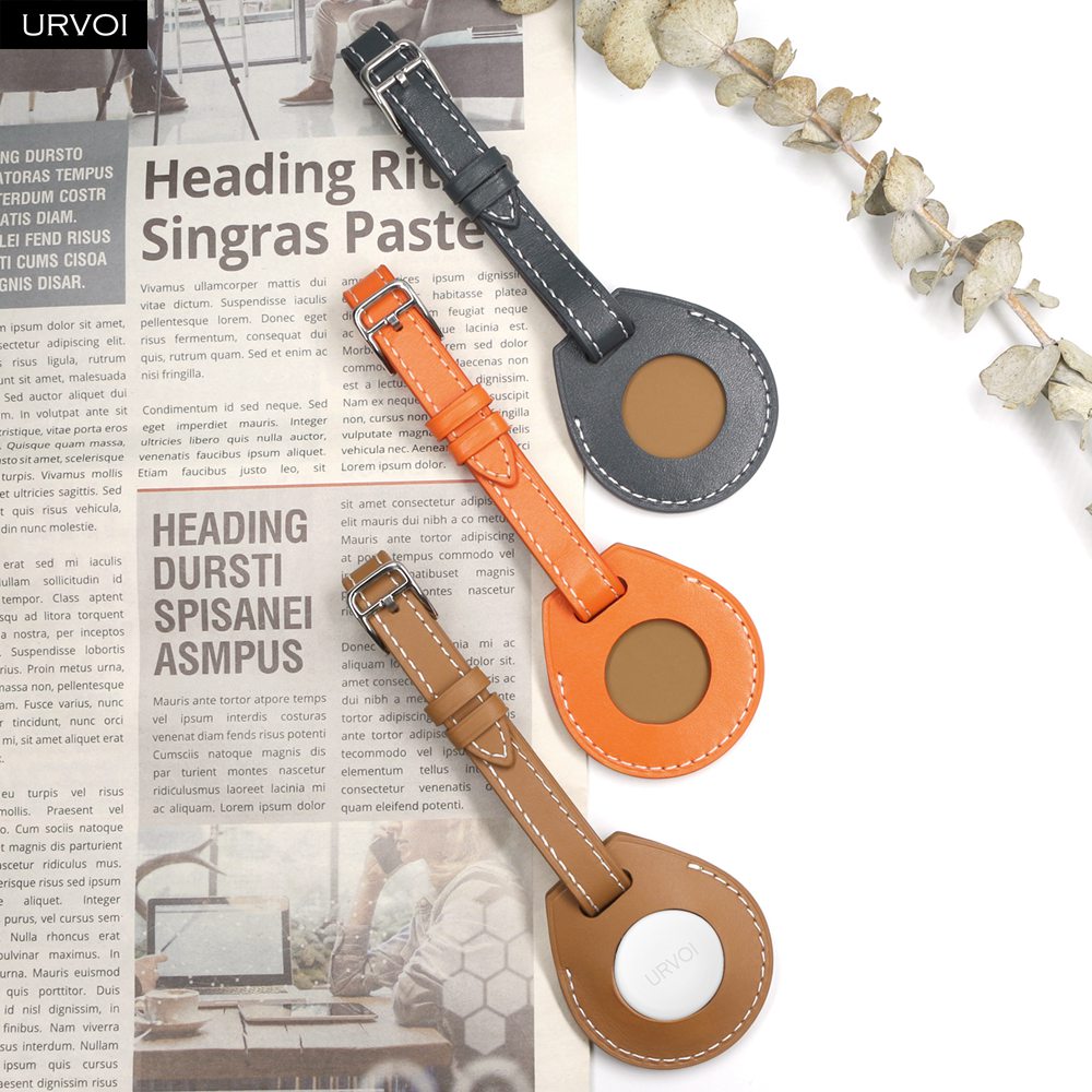 URVOI Leather Luggage Tag for  - Airtag Holder Case recension och pris