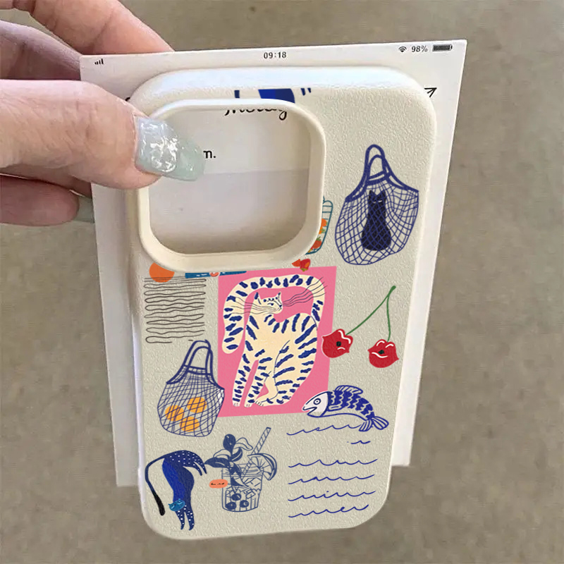 Cute Cherry Cat Print Phone Ca - Phone Accessories To Sell recension och pris