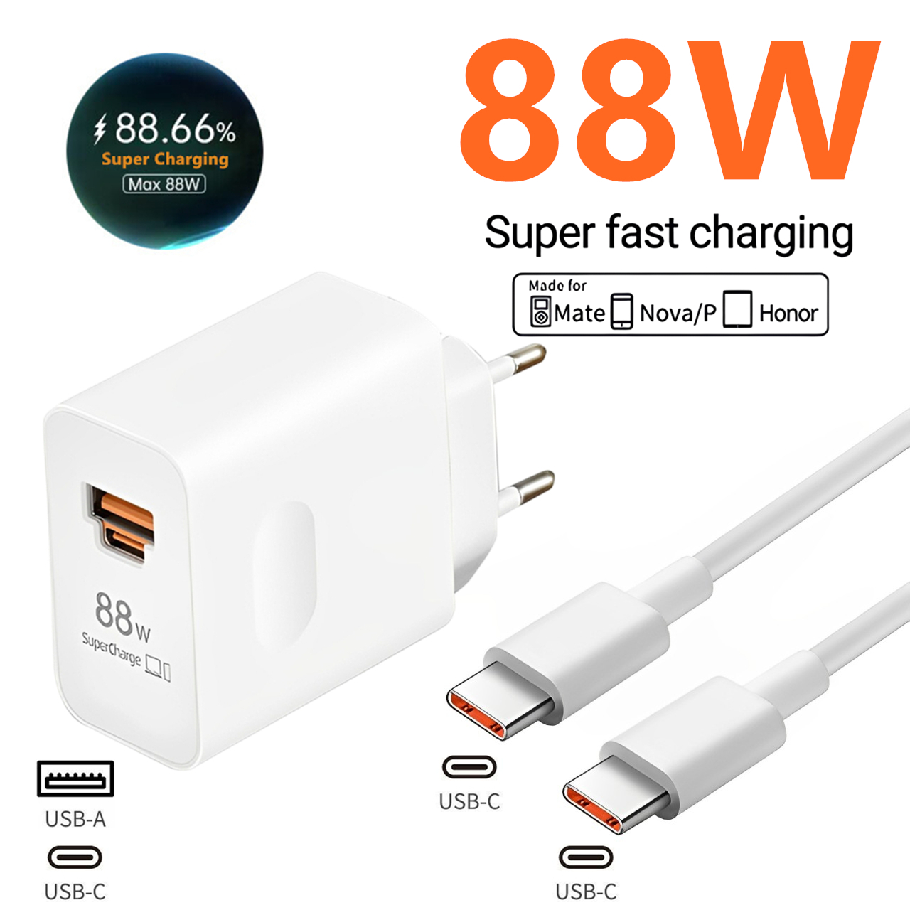 88W Max USB A+C Super Fast Cha - Huawei Nova 12 recension och pris
